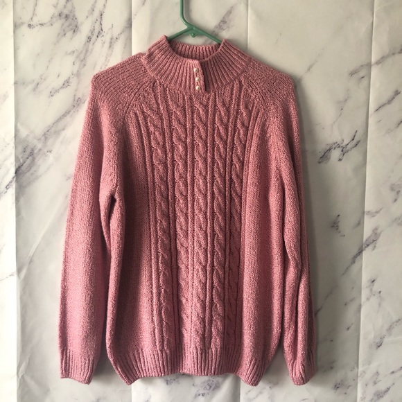 Karen Scott Sweaters - KAREN SCOTT - ACRYLIC CABLE KNIT SWEATER PINK WOMEN’S LARGE